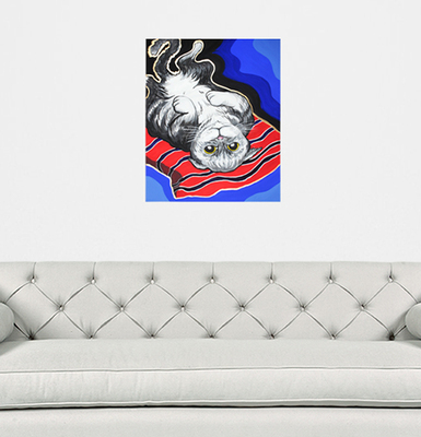 Ханыкова Елена Сергеевна. Котейка на полосатой подушке